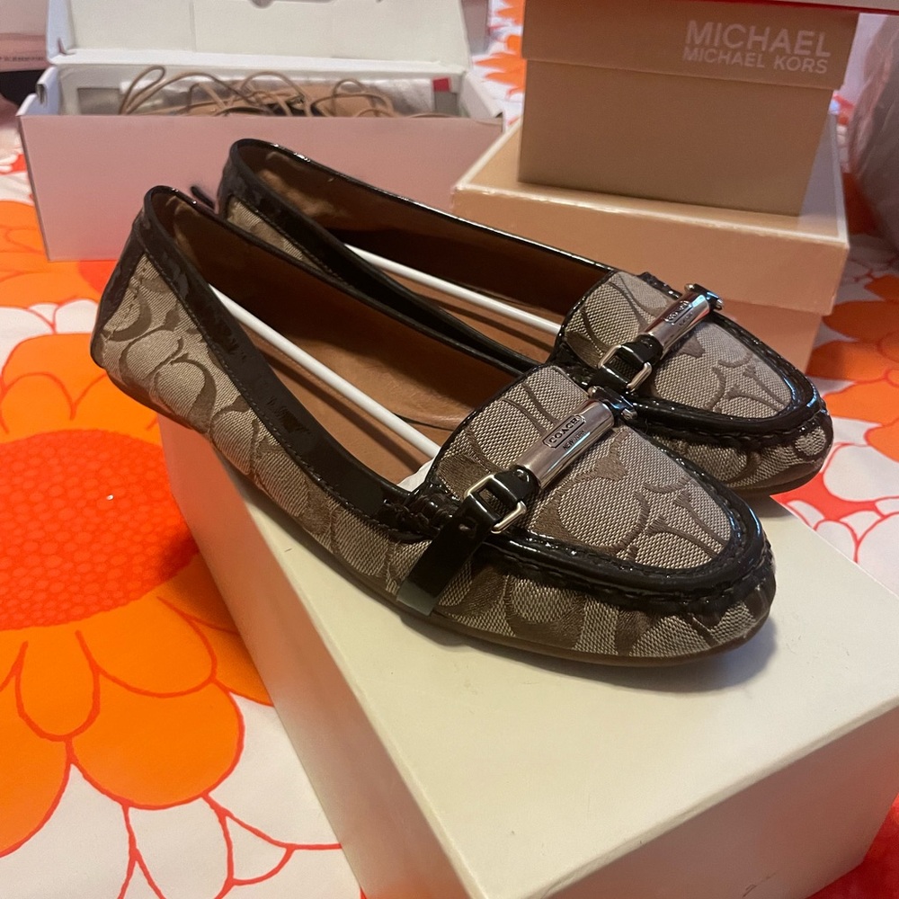 Coach Brown Flats Classic Loafers - Picture 2 of 5
